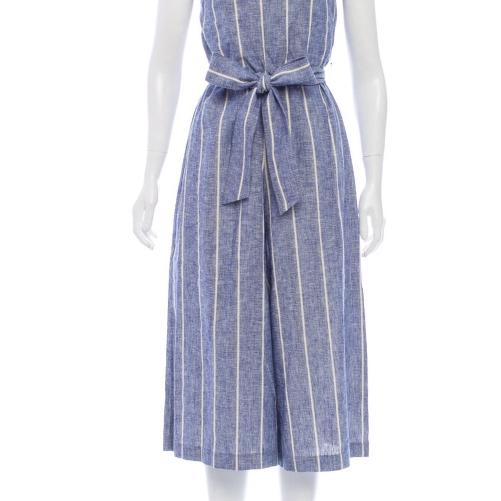 Alice + Olivia Blue and White Striped Jumpsuit